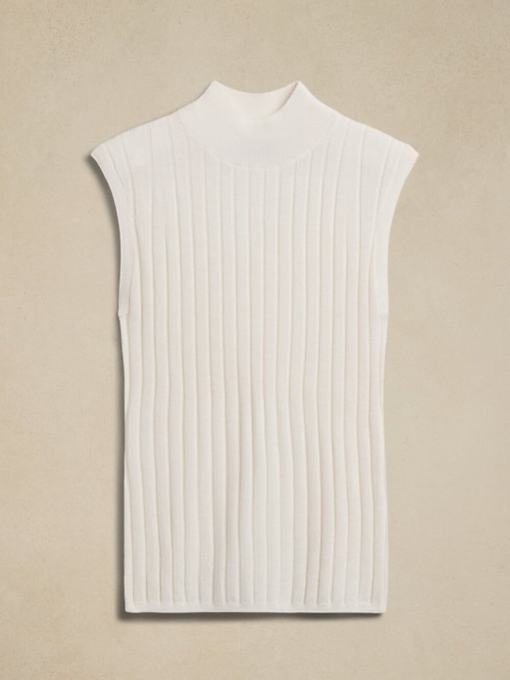 Banana Republic Franki Merino Mock-Neck Top - Sleeveless Tank Ivory XS - Picture 5 of 12